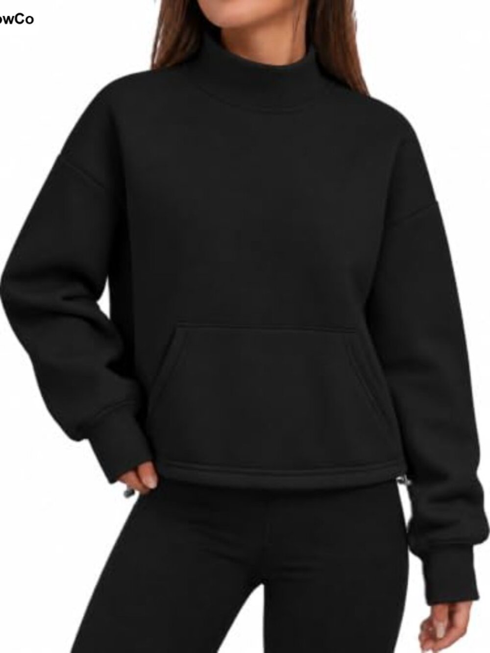 Women's Mock Neck Crop Sweatshirt Fleece Lined Pullover